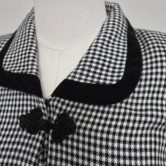 Jessica Howard Vtg 80s Dark Academia Librarian Velvet Houndstooth Midi Dress 10 - Picture 4 of 12